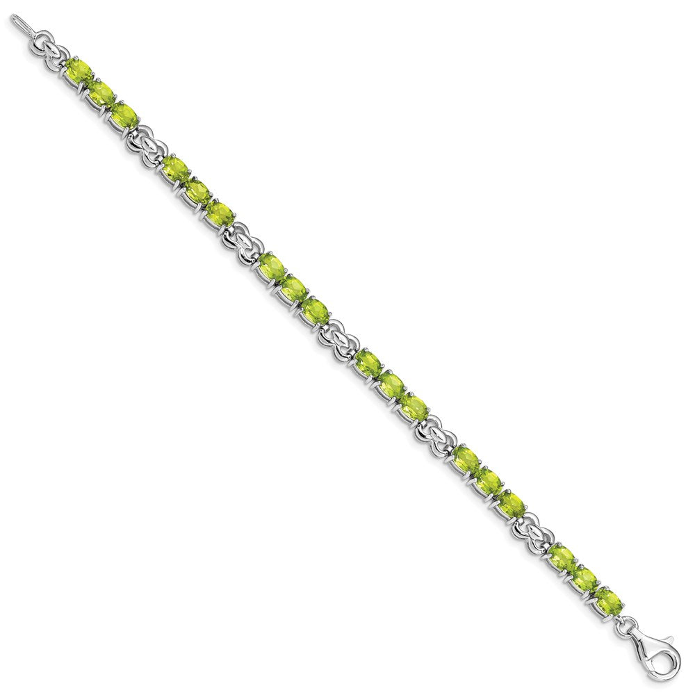Sterling Silver Rhodium-plated Peridot Bracelet QX863PE