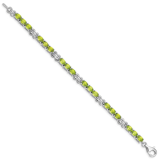 Sterling Silver Rhodium-plated Peridot Bracelet QX863PE