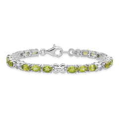 Sterling Silver Rhodium-plated Peridot Bracelet QX863PE