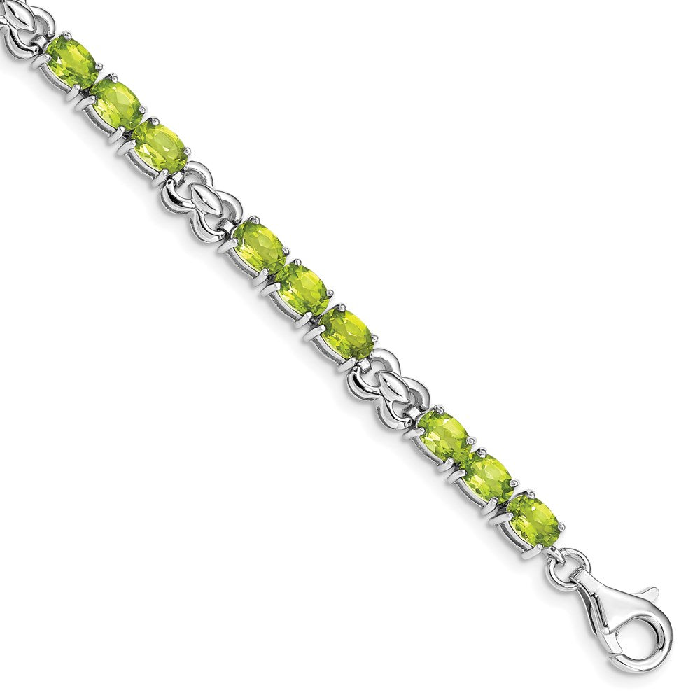 Sterling Silver Rhodium-plated Peridot Bracelet QX863PE