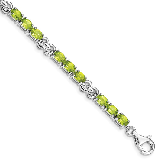 Sterling Silver Rhodium-plated Peridot Bracelet QX863PE