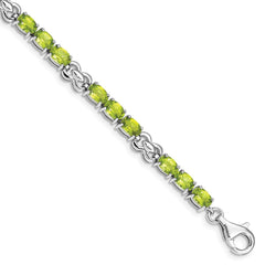 Sterling Silver Rhodium-plated Peridot Bracelet QX863PE