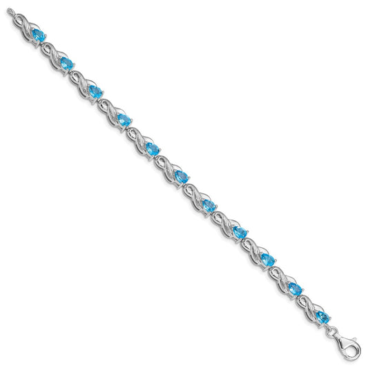 Sterling Silver Rhodium-plated Blue Topaz Bracelet QX864BT