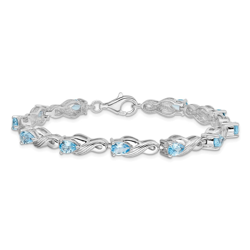 Sterling Silver Rhodium-plated Blue Topaz Bracelet QX864BT