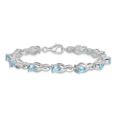 Sterling Silver Rhodium-plated Blue Topaz Bracelet QX864BT
