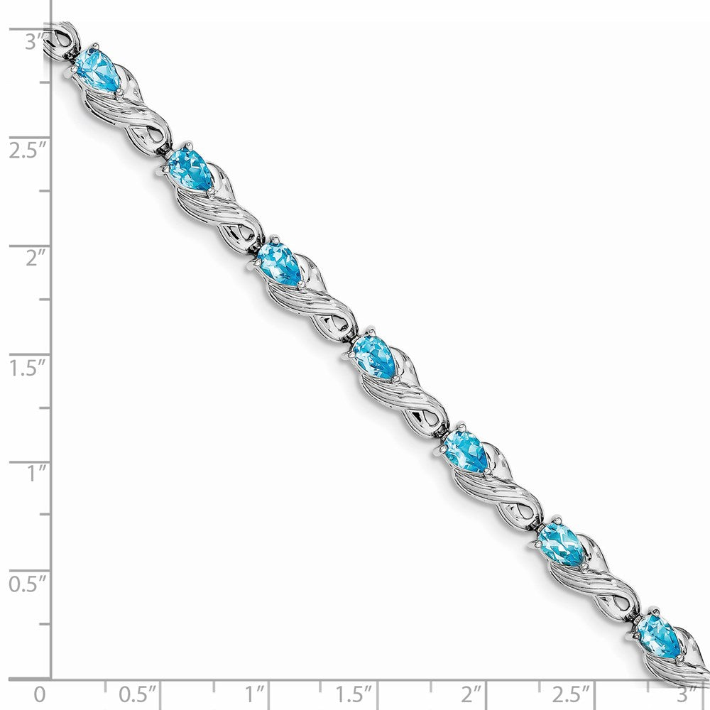 Sterling Silver Rhodium-plated Blue Topaz Bracelet QX864BT