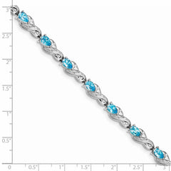 Sterling Silver Rhodium-plated Blue Topaz Bracelet QX864BT