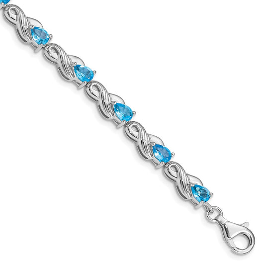 Sterling Silver Rhodium-plated Blue Topaz Bracelet QX864BT