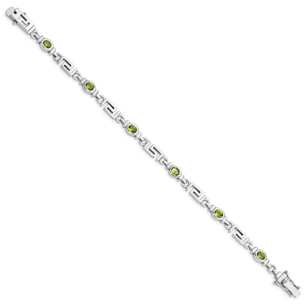 Sterling Silver Rhodium-plated Peridot Bracelet QX864PE