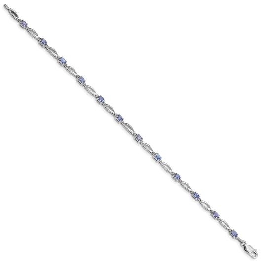 Sterling Silver Rhodium Plated Diamond and Tanzanite Bracelet QX871TZ