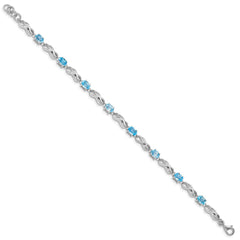Sterling Silver Rhodium-plated Blue Topaz Figure 8 Bracelet QX873BT