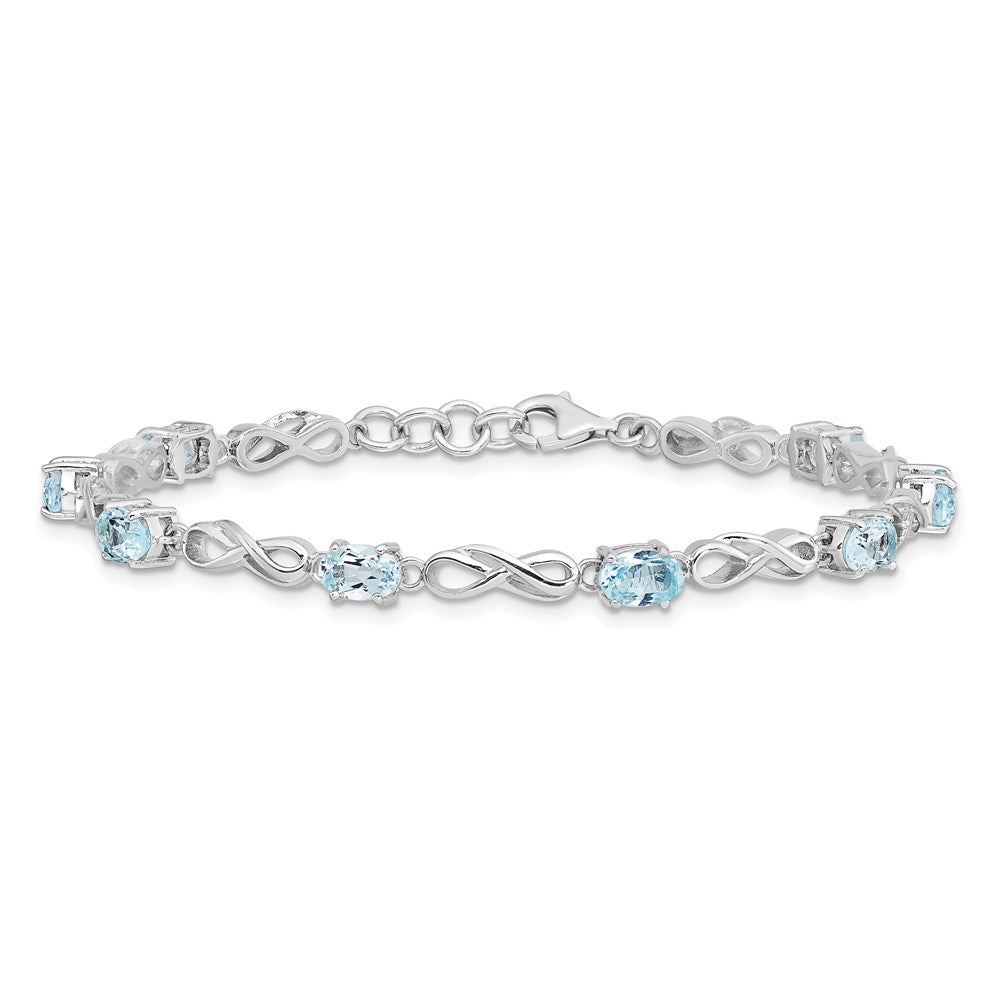Sterling Silver Rhodium-plated Blue Topaz Figure 8 Bracelet QX873BT
