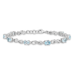 Sterling Silver Rhodium-plated Blue Topaz Figure 8 Bracelet QX873BT