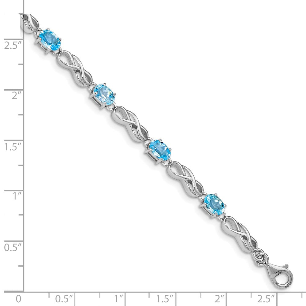 Sterling Silver Rhodium-plated Blue Topaz Figure 8 Bracelet QX873BT