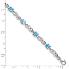 Sterling Silver Rhodium-plated Blue Topaz Figure 8 Bracelet QX873BT