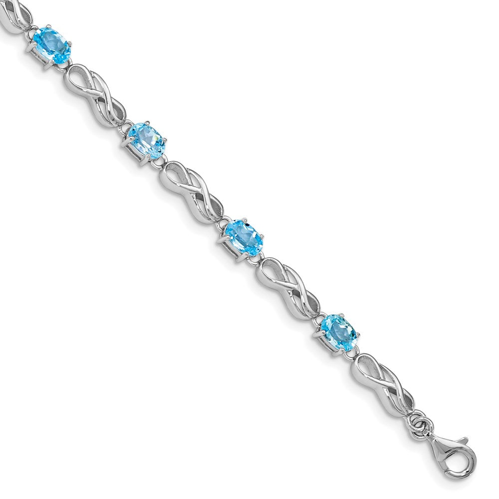 Sterling Silver Rhodium-plated Blue Topaz Figure 8 Bracelet QX873BT