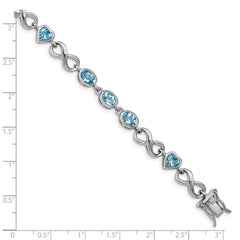 Sterling Silver Rhodium-plated Oval Heart Blue Topaz Bracelet QX875BT