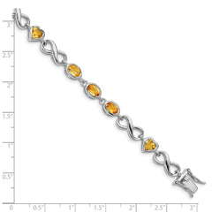 Sterling Silver Rhodium-plated Oval Heart Citrine Bracelet QX880CI