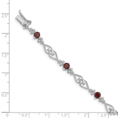 Sterling Silver Rhodium-plated Diamond Garnet Bracelet QX884GA