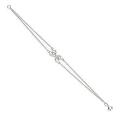 Sterling Silver Polished CZ Heart Two-strand Bracelet QX924CZ