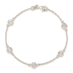 Sterling Silver Polished CZ Bracelet QX936CZ