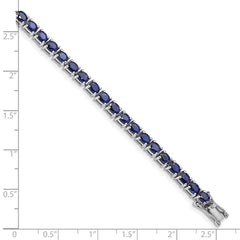 Sterling Silver Rhodium-plated Oval Blue Sapphire 7.5in Bracelet QX944S