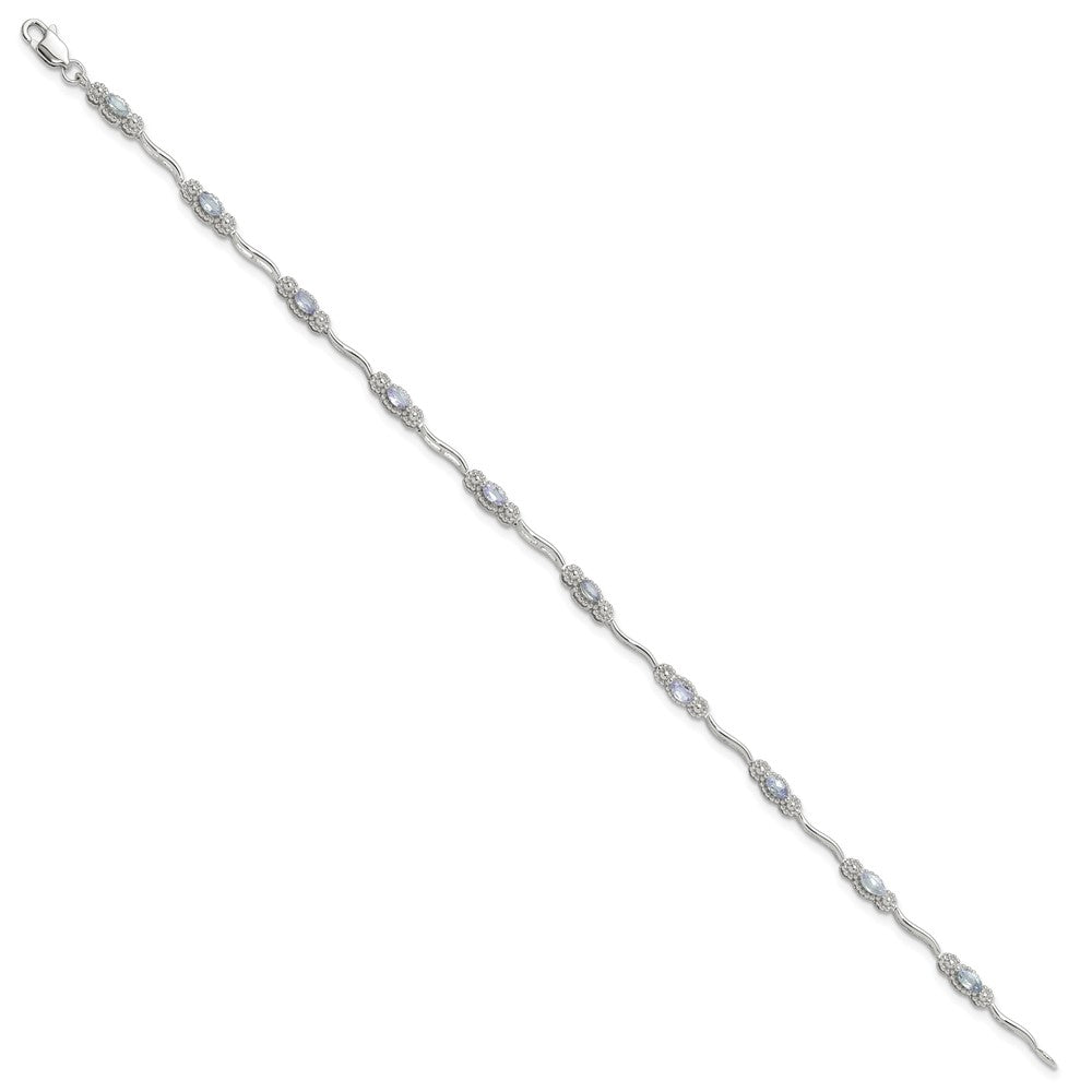 Stering Silver Rhodium-plated Polished Tanzanite 7.5 inch Bracelet QX973TZ