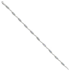 Stering Silver Rhodium-plated Polished Tanzanite 7.5 inch Bracelet QX973TZ
