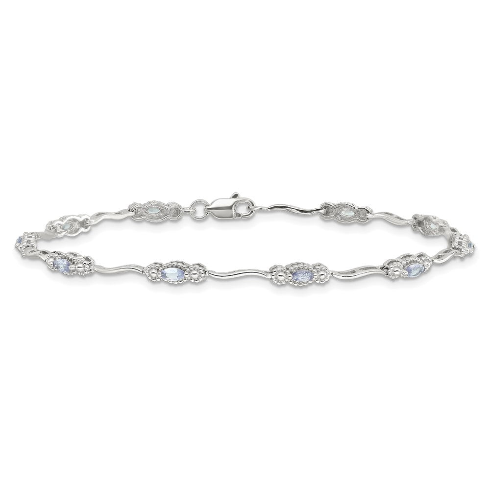 Stering Silver Rhodium-plated Polished Tanzanite 7.5 inch Bracelet QX973TZ