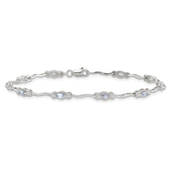 Stering Silver Rhodium-plated Polished Tanzanite 7.5 inch Bracelet QX973TZ