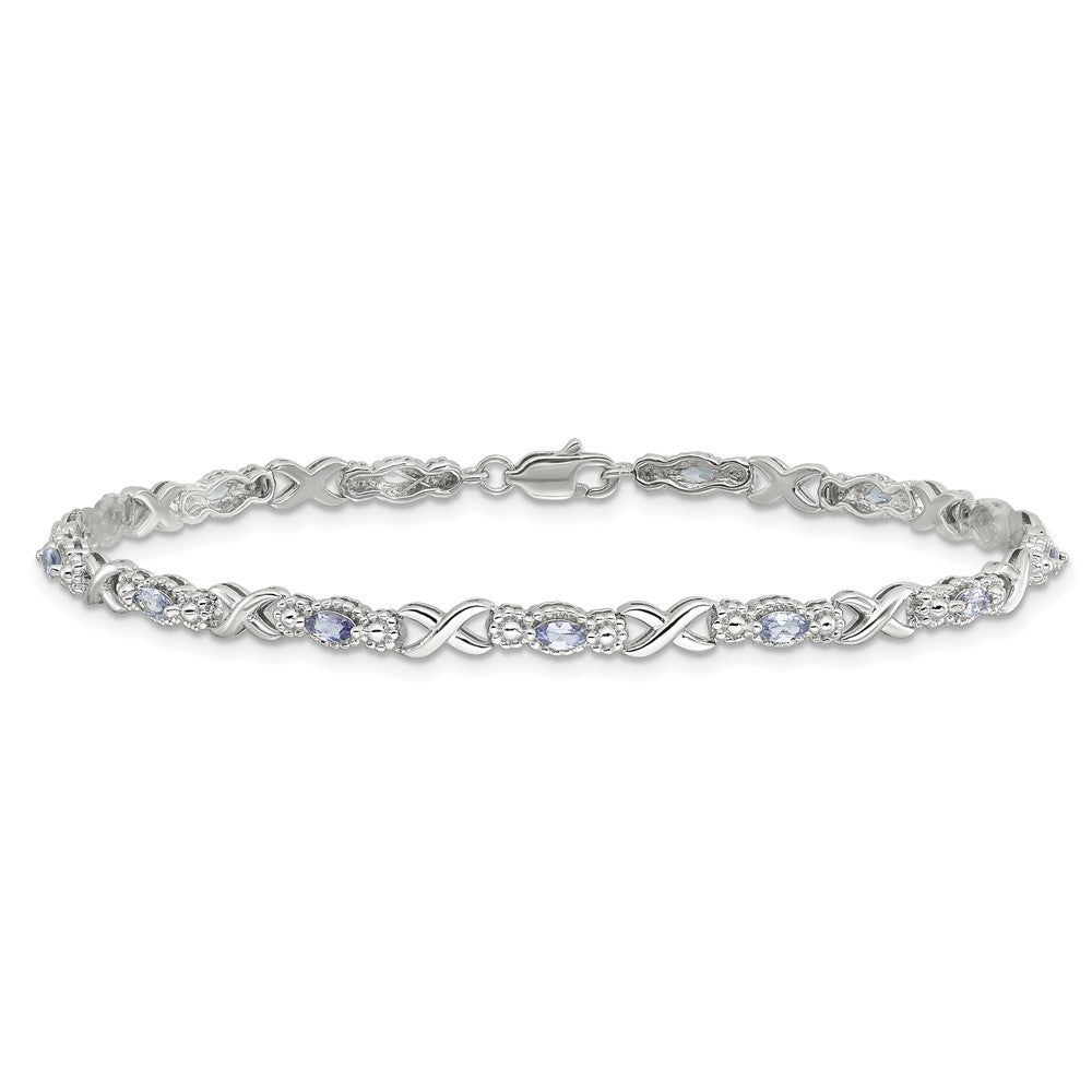 Sterling Silver Rhodium-plated Polished Tanzanite Xs 7.5 inch Bracelet QX974TZ