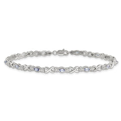 Sterling Silver Rhodium-plated Polished Tanzanite Xs 7.5 inch Bracelet QX974TZ