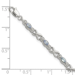 Sterling Silver Rhodium-plated Polished Tanzanite Xs 7.5 inch Bracelet QX974TZ