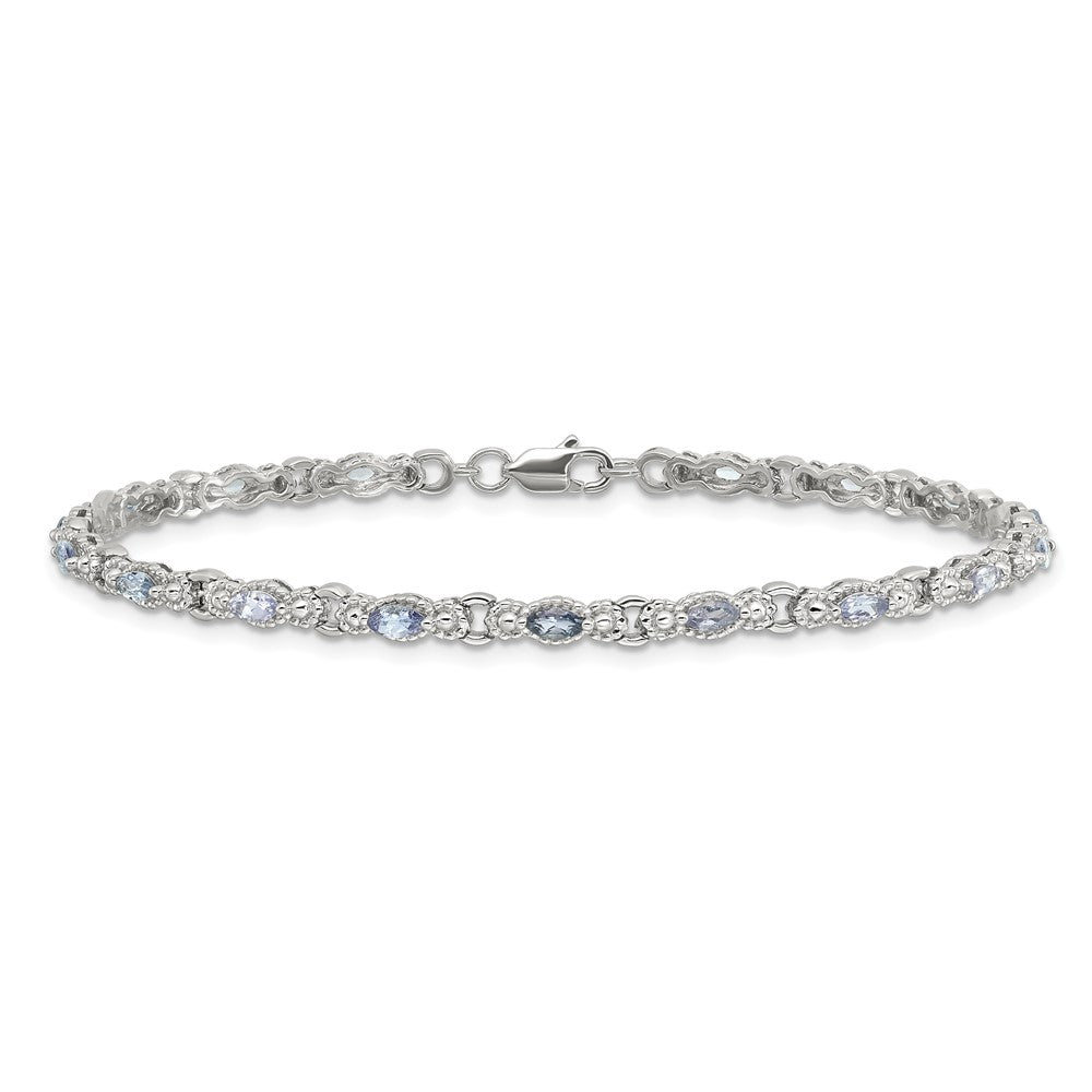 Sterling Silver Rhodium-plated Polished Tanzanite 7.5 inch Bracelet QX975TZ