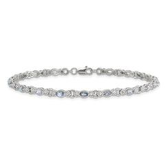 Sterling Silver Rhodium-plated Polished Tanzanite 7.5 inch Bracelet QX975TZ