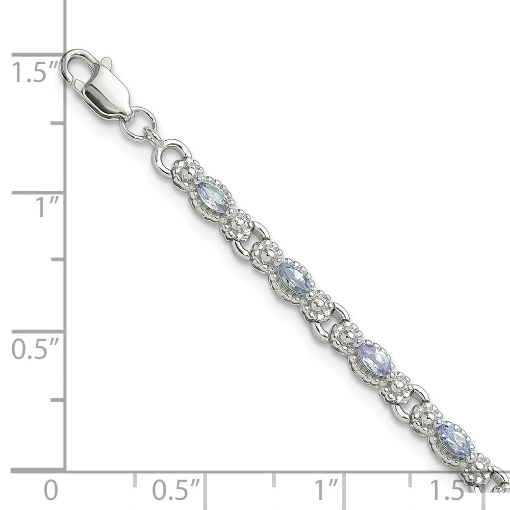 Sterling Silver Rhodium-plated Polished Tanzanite 7.5 inch Bracelet QX975TZ