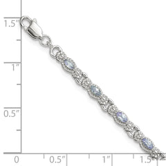 Sterling Silver Rhodium-plated Polished Tanzanite 7.5 inch Bracelet QX975TZ