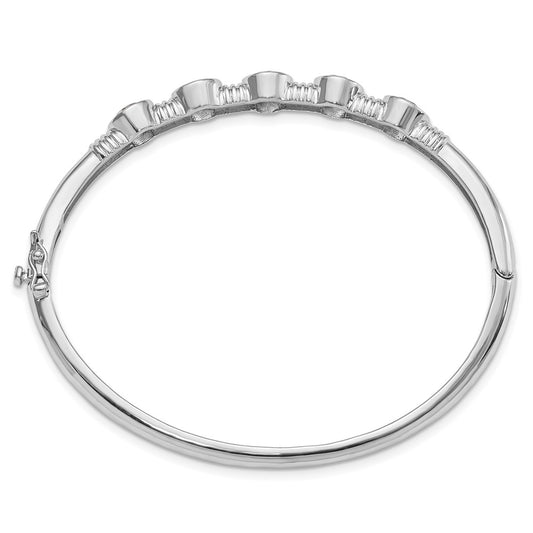 Sterling Silver Rhodium-plated Amethyst Hinged Bangle QX986AM
