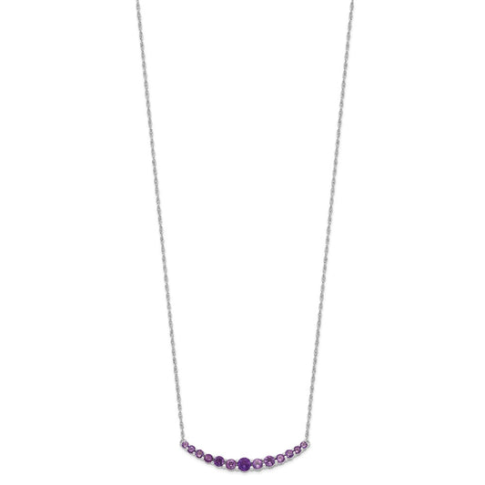 Sterling Silver Rhodium-plated Amethyst Pendant w/Necklace QX990AM-18