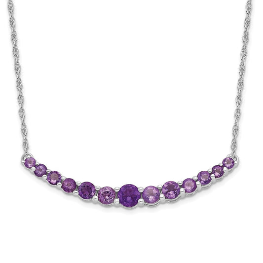 Sterling Silver Rhodium-plated Amethyst Pendant w/Necklace QX990AM-18