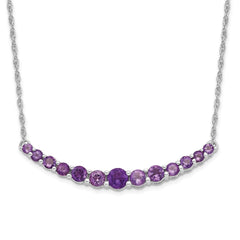 Sterling Silver Rhodium-plated Amethyst Pendant w/Necklace QX990AM-18