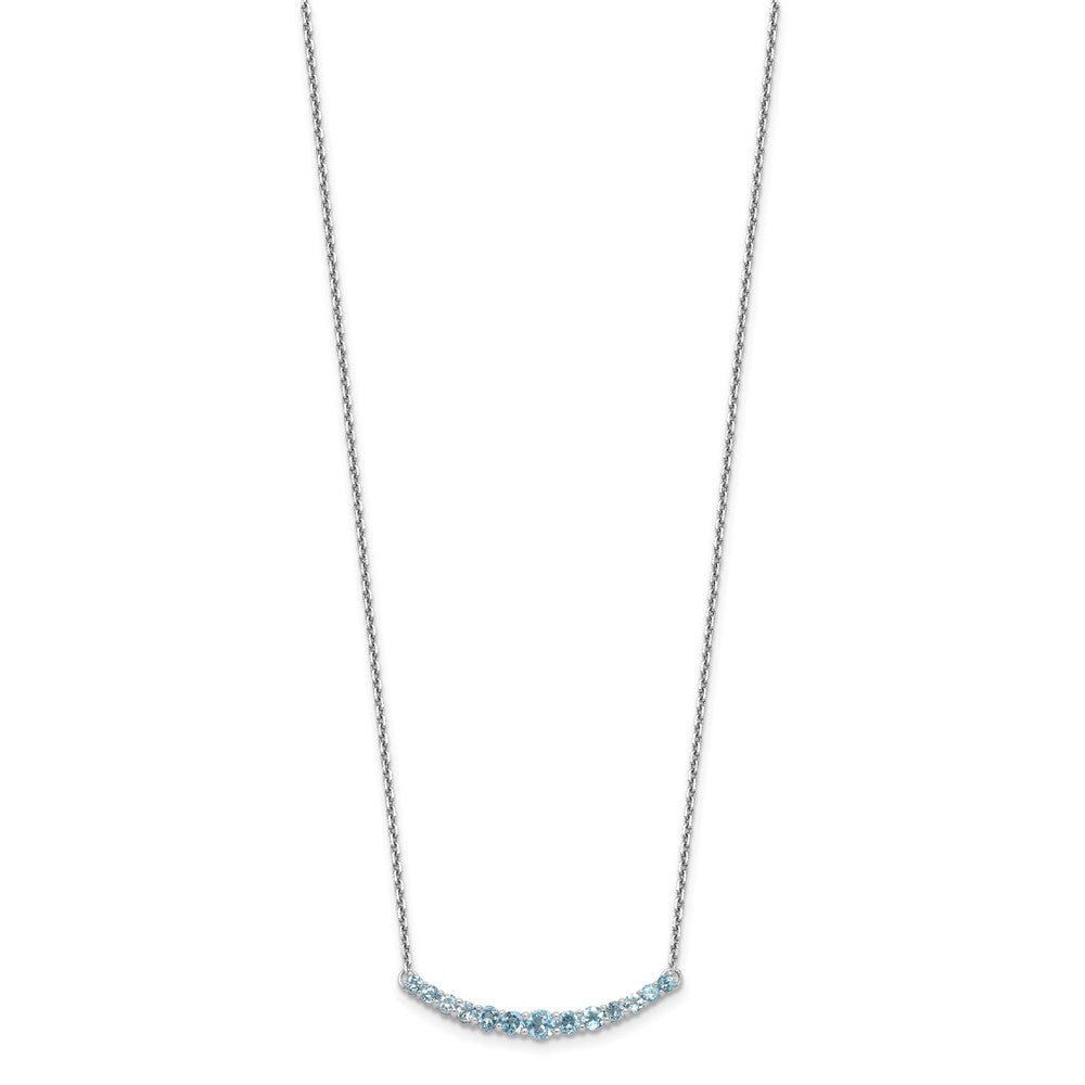Sterling Silver Rhodium-plated Blue Topaz Pendant w/Necklace QX990BT-18