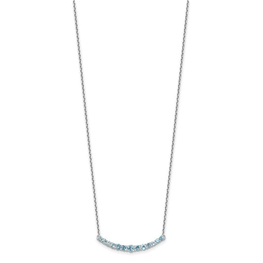 Sterling Silver Rhodium-plated Blue Topaz Pendant w/Necklace QX990BT-18