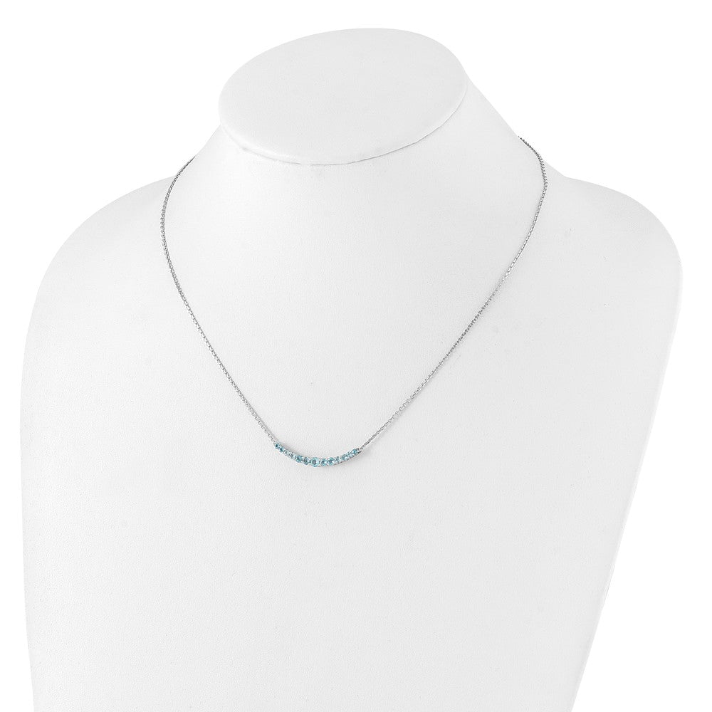 Sterling Silver Rhodium-plated Blue Topaz Pendant w/Necklace QX990BT-18