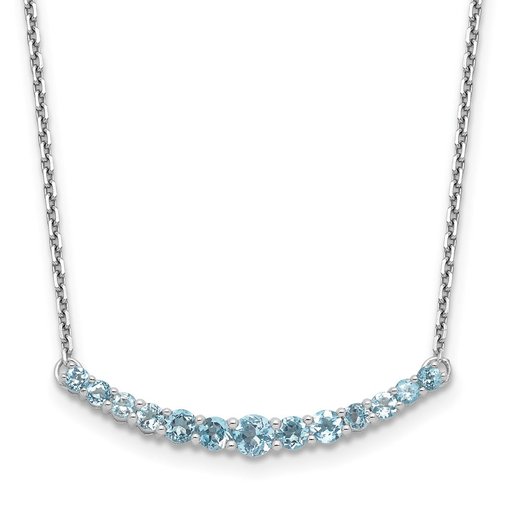 Sterling Silver Rhodium-plated Blue Topaz Pendant w/Necklace QX990BT-18
