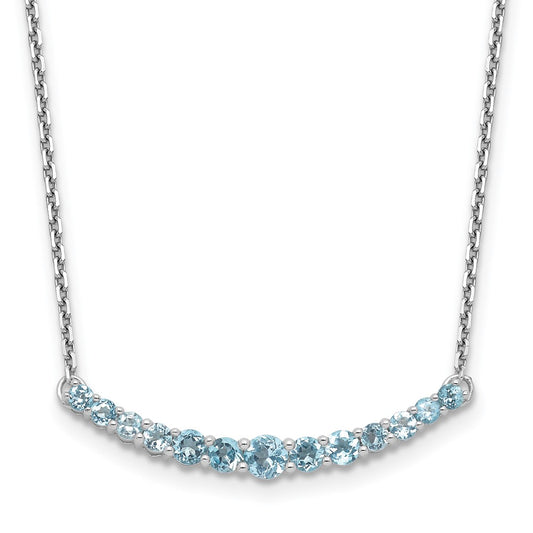 Sterling Silver Rhodium-plated Blue Topaz Pendant w/Necklace QX990BT-18