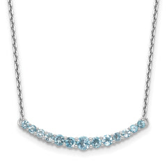 Sterling Silver Rhodium-plated Blue Topaz Pendant w/Necklace QX990BT-18