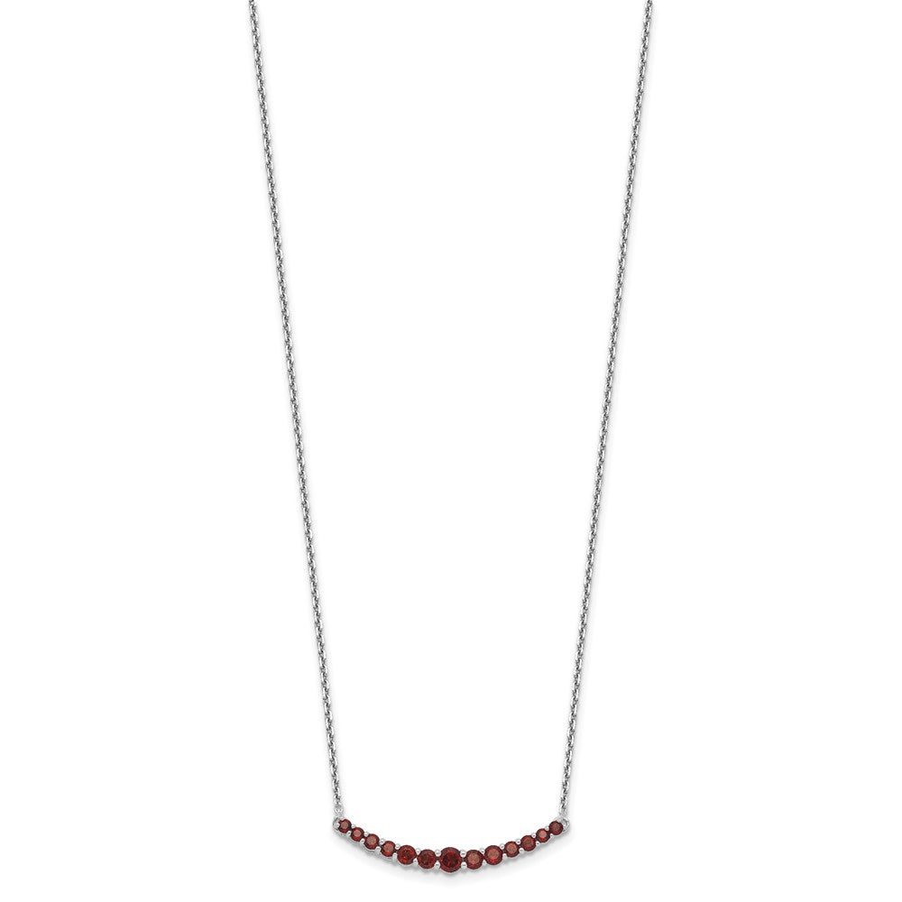Sterling Silver Rhodium-plated Garnet Pendant w/Necklace QX990GA-18