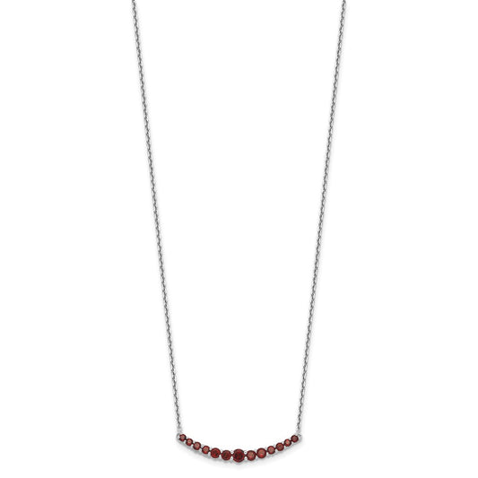 Sterling Silver Rhodium-plated Garnet Pendant w/Necklace QX990GA-18