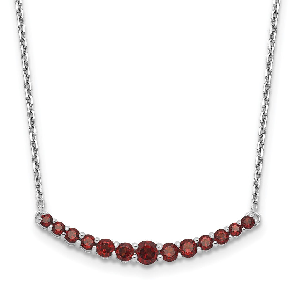 Sterling Silver Rhodium-plated Garnet Pendant w/Necklace QX990GA-18